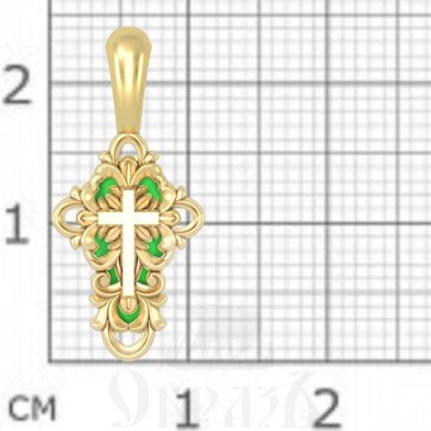 крест без распятия, серебро 925 проба с золочением и витражной эмалью (арт. 19.022)