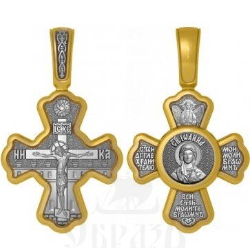 крест святая праведная иоанна мироносица, серебро 925 проба с золочением (арт. 04.020)