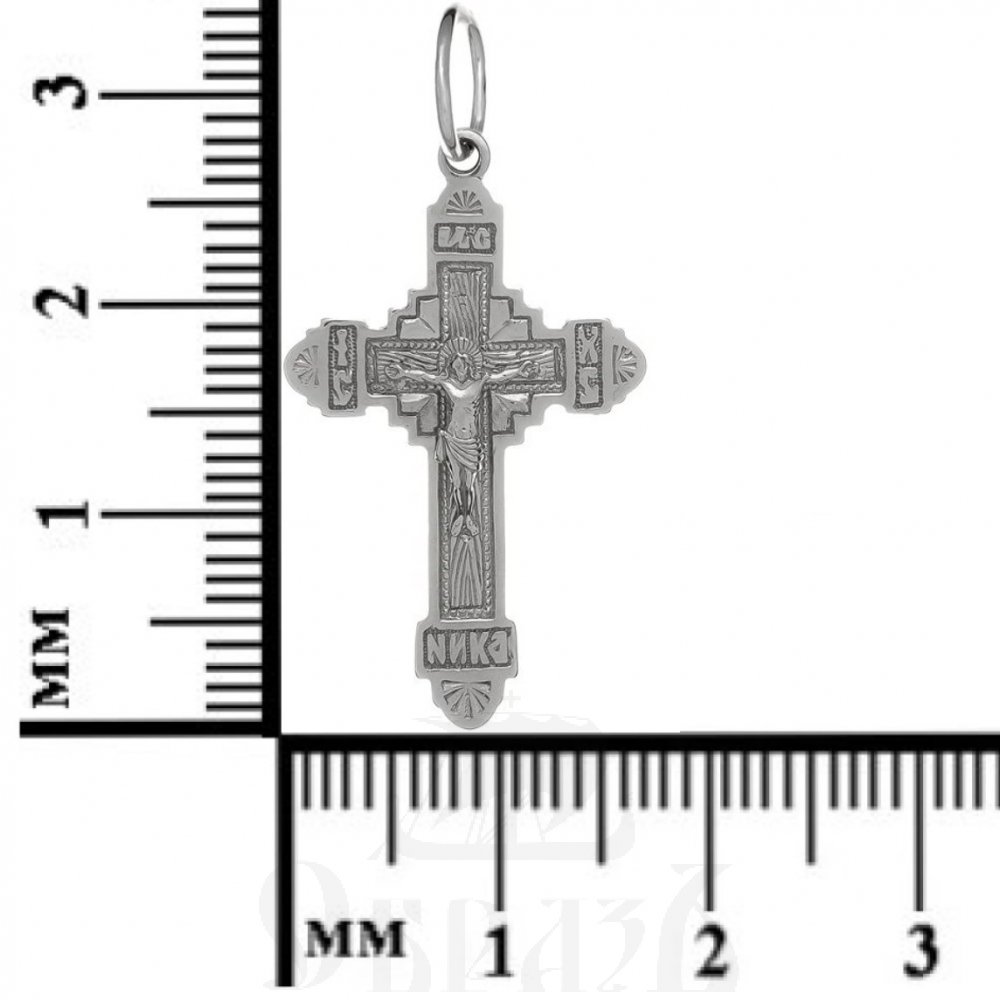 золотой крест с молитвой "спаси и сохрани", 585 проба белого цвета (арт. п10033-з5б)