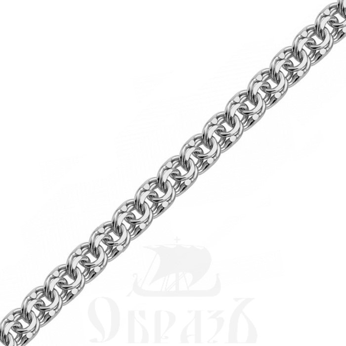 цепь плетение "бисмарк" с алмазной огранкой серебро 925 пробы с родированием (арт. бгр-50)
