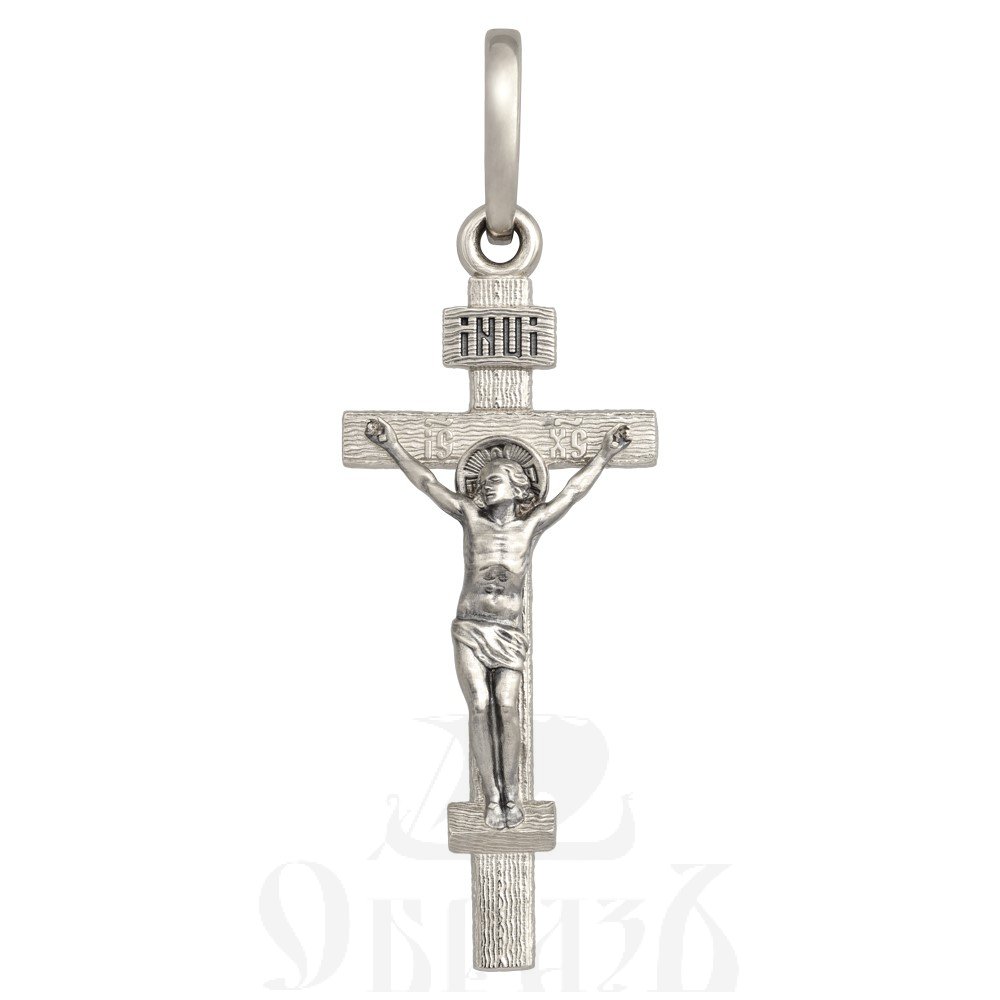 крест «распятие иисуса христа «господи, спаси и сохрани мя грешного», золото 585 проба белое (арт. 201.804-3)