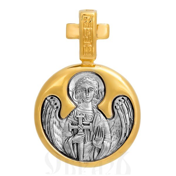 образок «святая великомученица екатерина. ангел хранитель», серебро 925 проба с золочением (арт. 102.107)