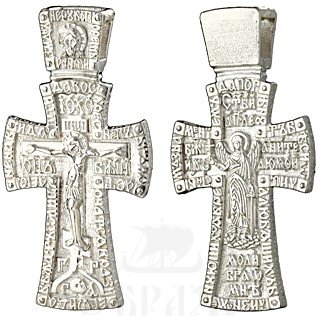 крест «распятие, ангел хранитель, молитва «да воскреснет бог», серебро 925 проба (арт. 2-308-8)