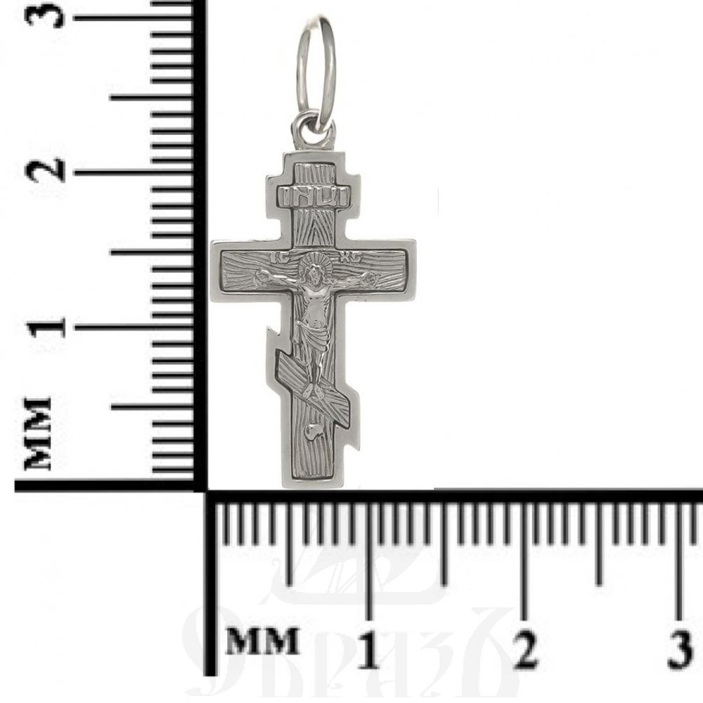 золотой восьмиконечный крест с молитвой "спаси и сохрани", 585 проба белого цвета (арт. п10072-з5б)